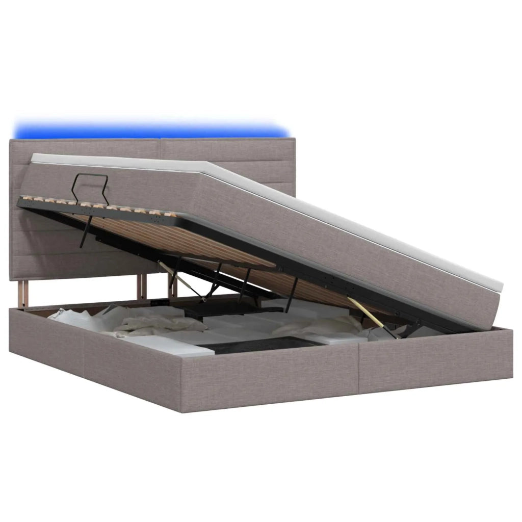 Letto con contenitore LED e materasso Tortora 140 x 200 cm 3459888