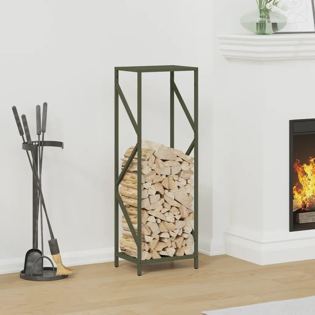 Rastrelliera per Legna da Ardere Verde Oliva 34x25x100 cm CFW7619407