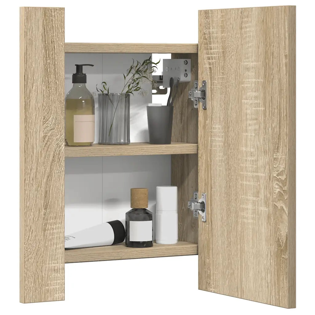 Armadietto a Specchio con Luci LED-Mobiletto a specchio Rovere Sonoma in Acrilico 469119