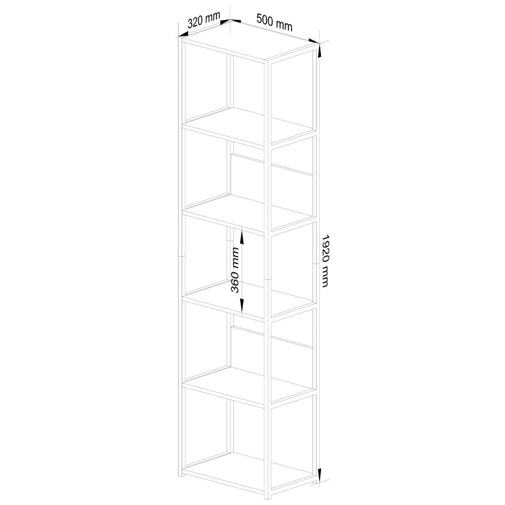 Scaffale stilo loft con ripiani in legno 50 cm Bianca 50 cm inserto frontale Bianco 50x32x192 cm