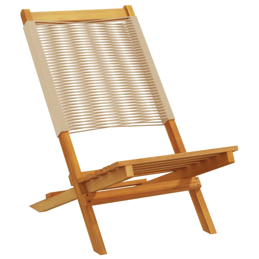 Sedie Giardino 2 pz Beige Legno Massello Acacia e Polipropilene 367689