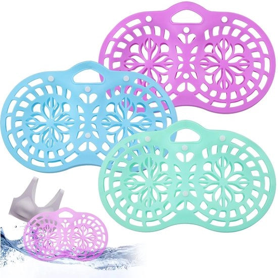Waszak per tre pezzi per reggiseno, sacchetto di silicone per reggiseno, protettore per reggiseno anti-deformazione, per lavaggio delicato e asciugatura, adatto per la conservazione di capi di biancheria intima femminile.