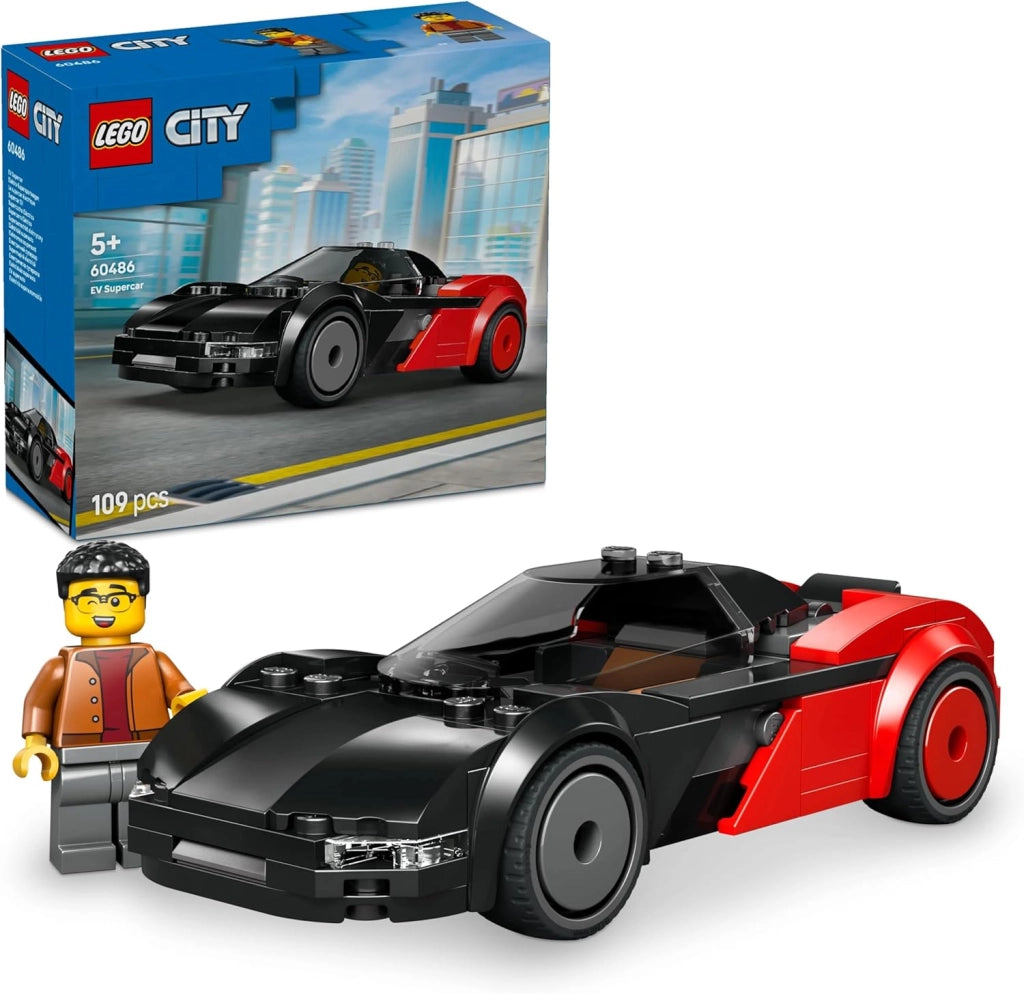 LEGO City Supercar EV - Modello di Auto da Corsa Giocattolo - Macchina con Minifigure Pilota ,Eta 5+