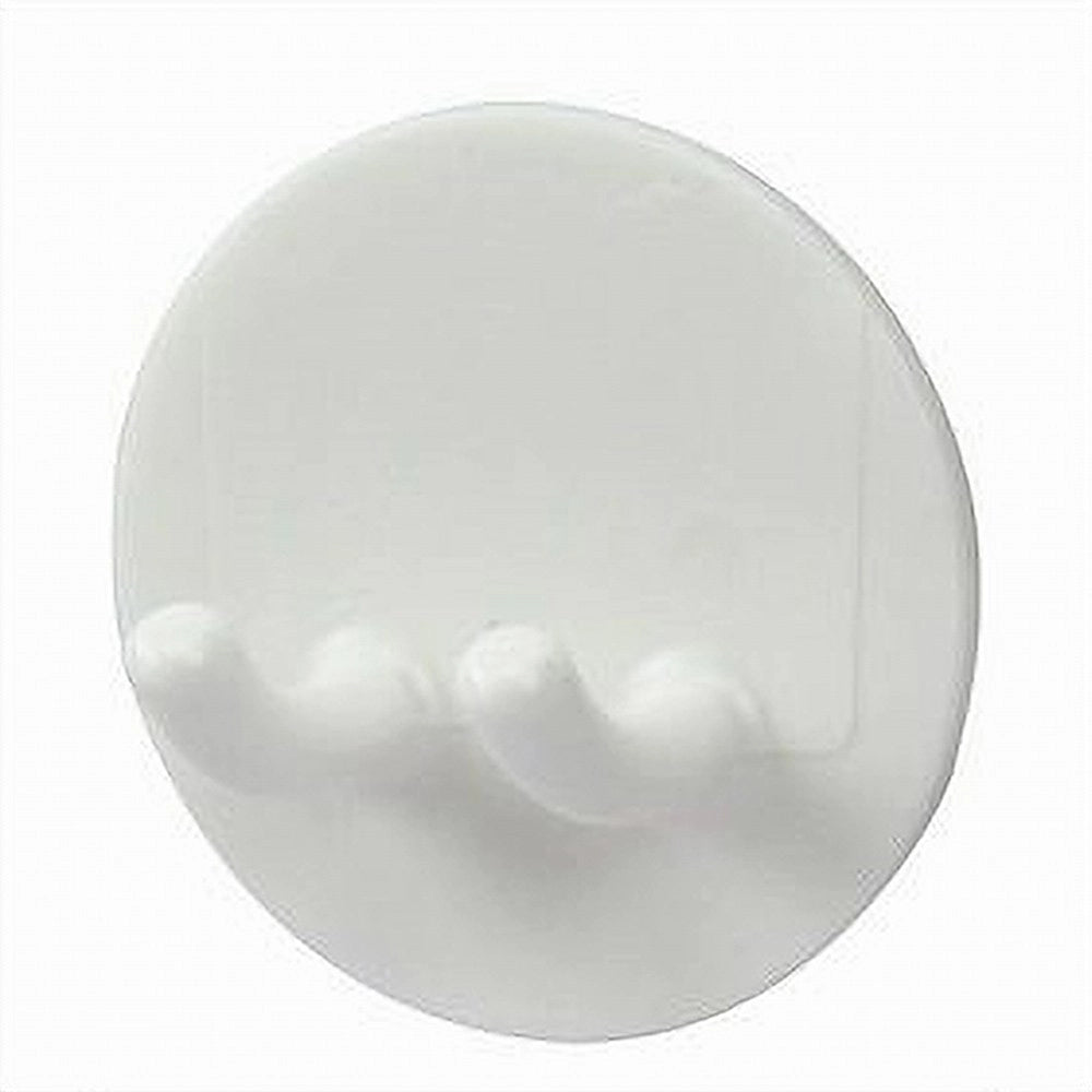 Trade Shop - Set 2 Pz Ganci Adesivi Doppio Casa Bagno Attaccapanni Da Parete Circolare 79337 -