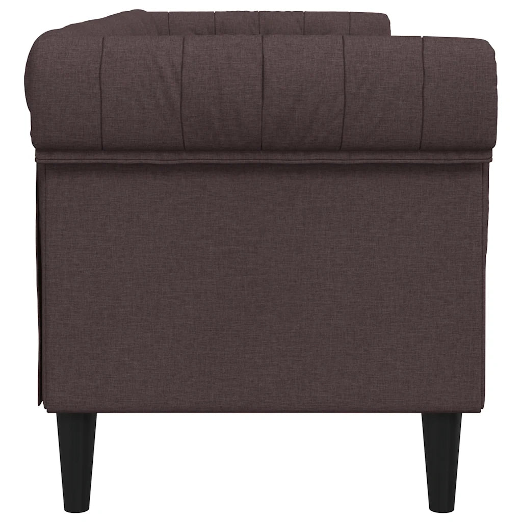 Divano Chesterfield a 3 Posti Marrone Scuro in Tessuto