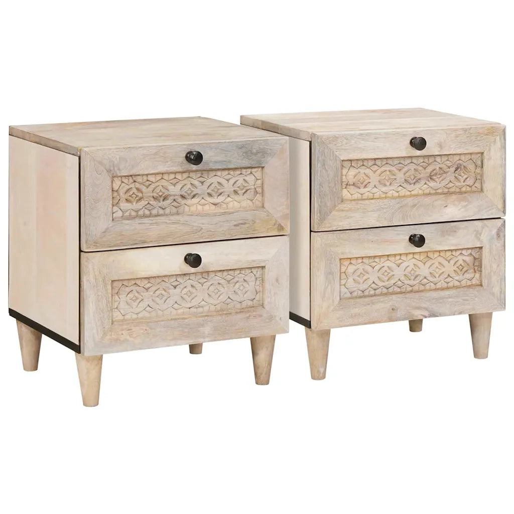 Set di 2 Comodini | Armadio da Notte | Mobiletto da notte Bianco 40 x 33 x 46 cm