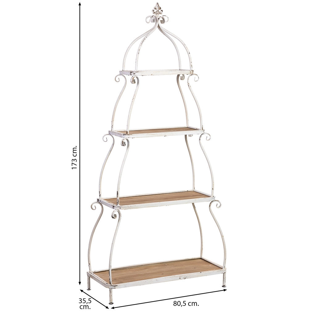 Scaffalatura in legno e metallo a 4 ripiani, marrone, 80,5x35,5x173h