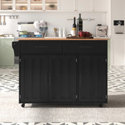 Carrello da cucina e sideboard con piano pieghevole, 129x71x91,5 cm, nero e naturale
