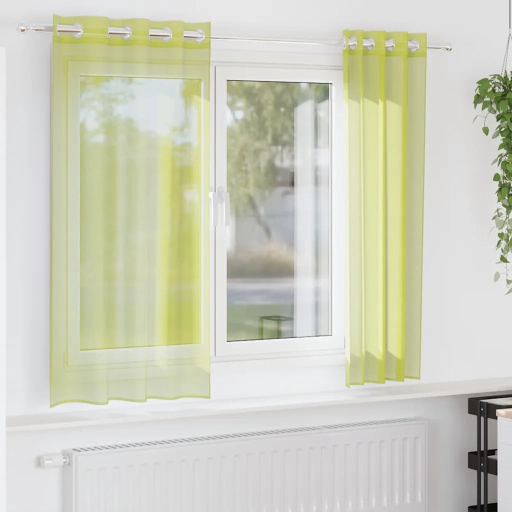 Tende in Voile con Occhielli 2 pz Verde Mela 140x175 cm 4102054