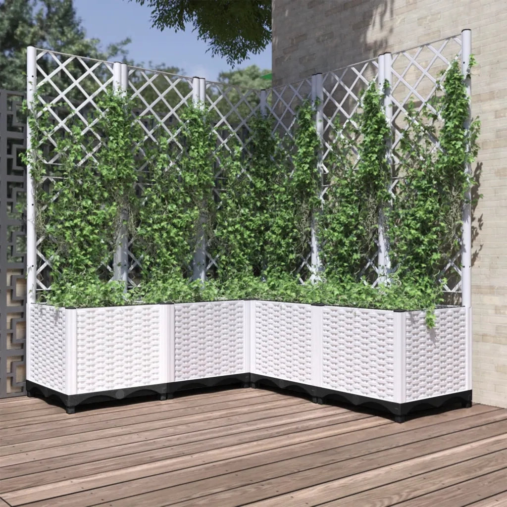 Fioriera da Giardino con Graticcio Bianco 120x120x136 cm PPcod mxl 119037