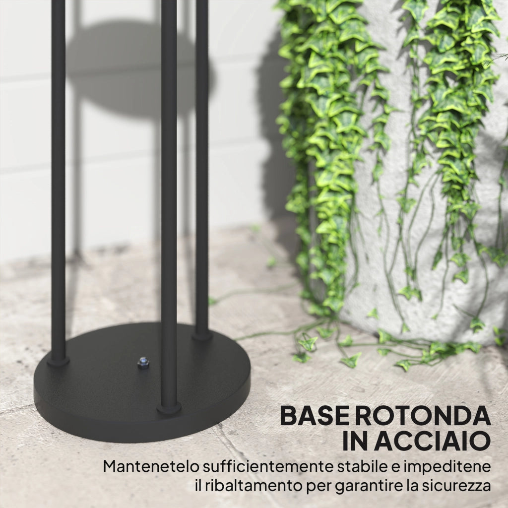 Lampada Solare da Esterno in stile Boho Ø37x144 cm con Ripiano Centrale in Rattan PE e Acciaio Nero e Giallo