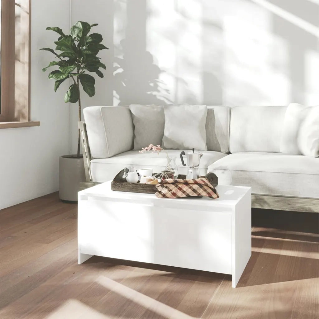 Tavolino da salotto | Tavolino da caff¨¨ | Tavolino da Soggiorno Bianco 90x50x41,5 cm in Legno Multistrato