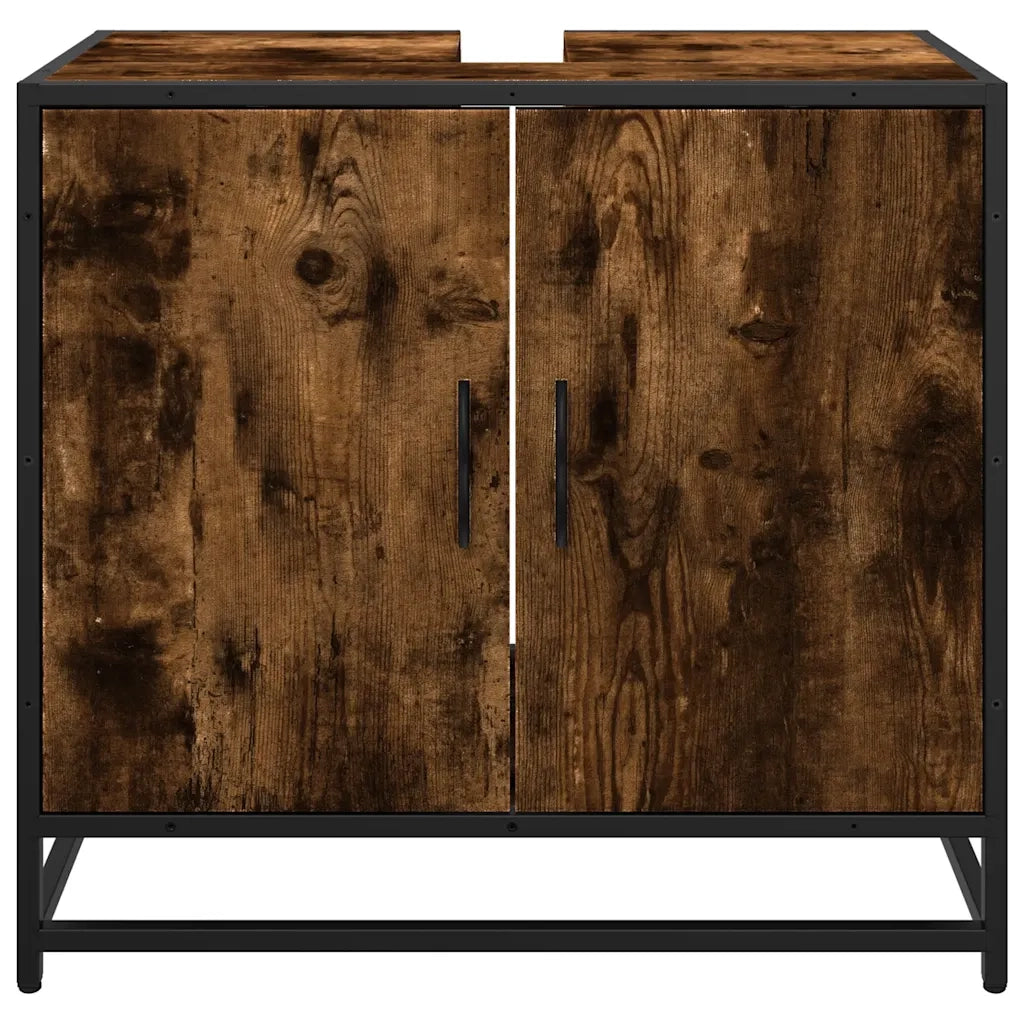 Mobile Lavabo Bagno Rovere Fumo 65x33x60 cm Legno Multistrato 849266