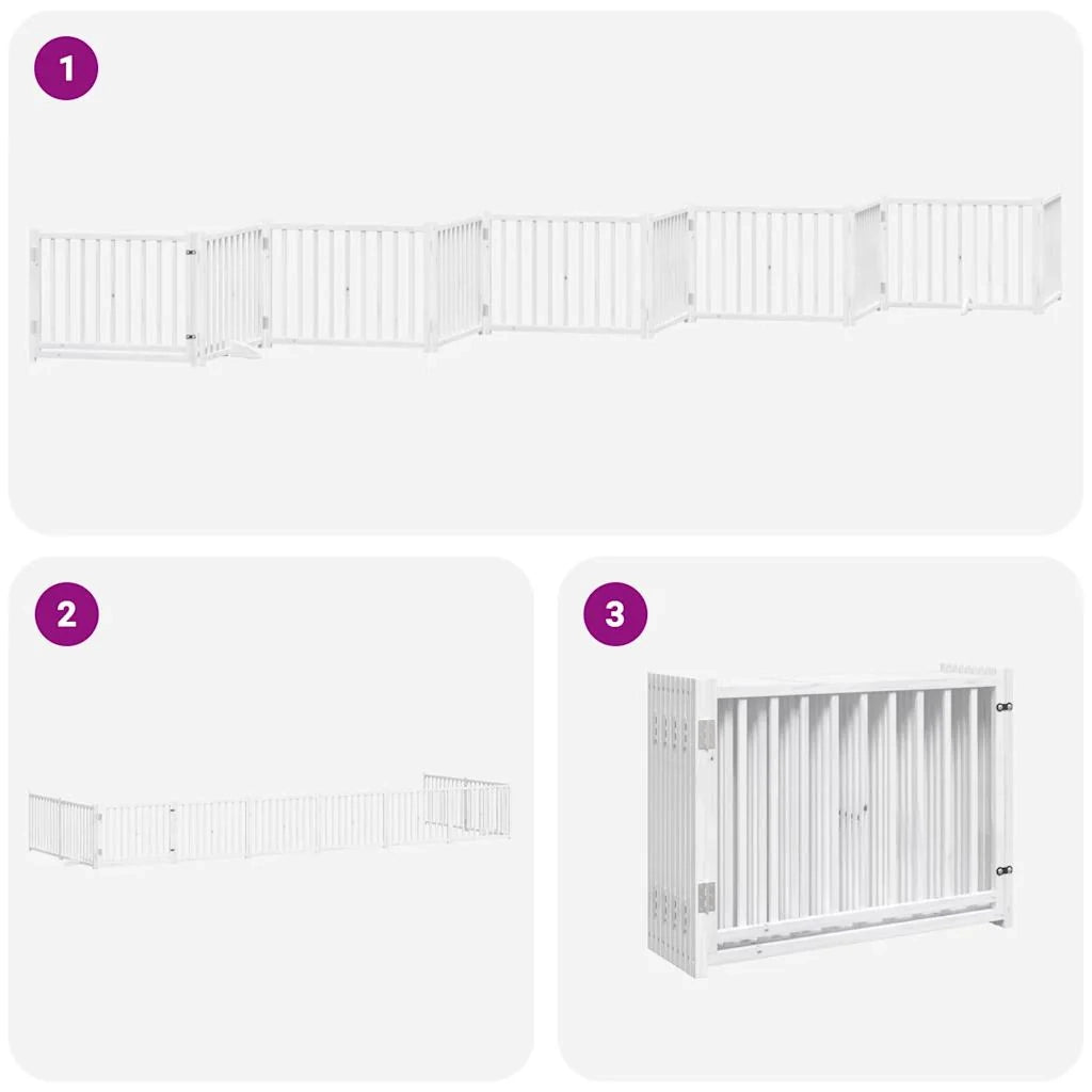 Cancelletto di sicurezza per animali domestici porta pieghevole 10 pannelli legno di pioppo bianco 02_0023103