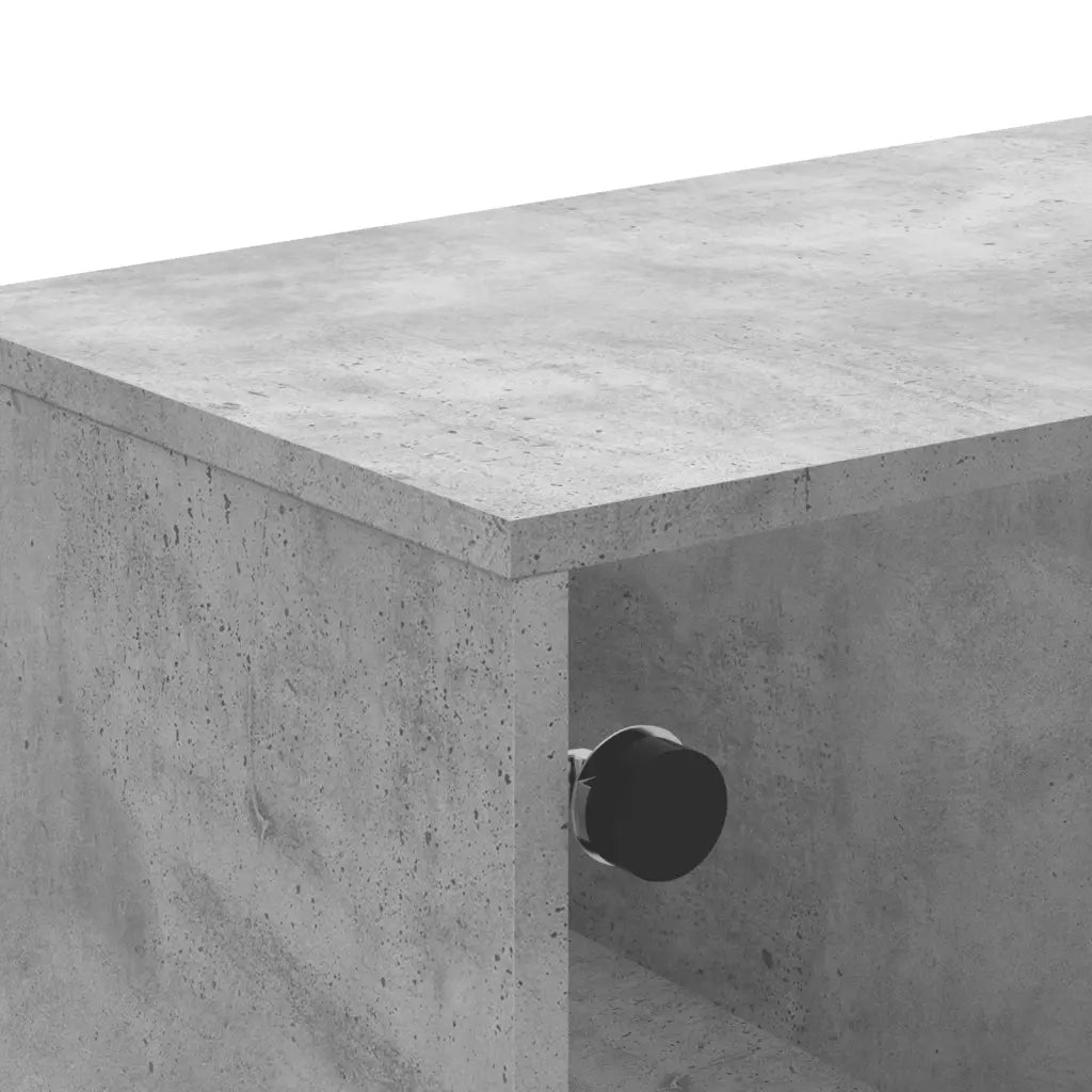Tavolino salotto | Tavolino da caff¨¨ | Tavolino da Soggiorno con Ante in Vetro Grigio Cemento 68,5x50x50 cm