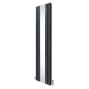 Radiatore a specchio a pannello piatto e valvole TRV cromate Grigio Antracite 1800 mm x 425 mmSubtitle: