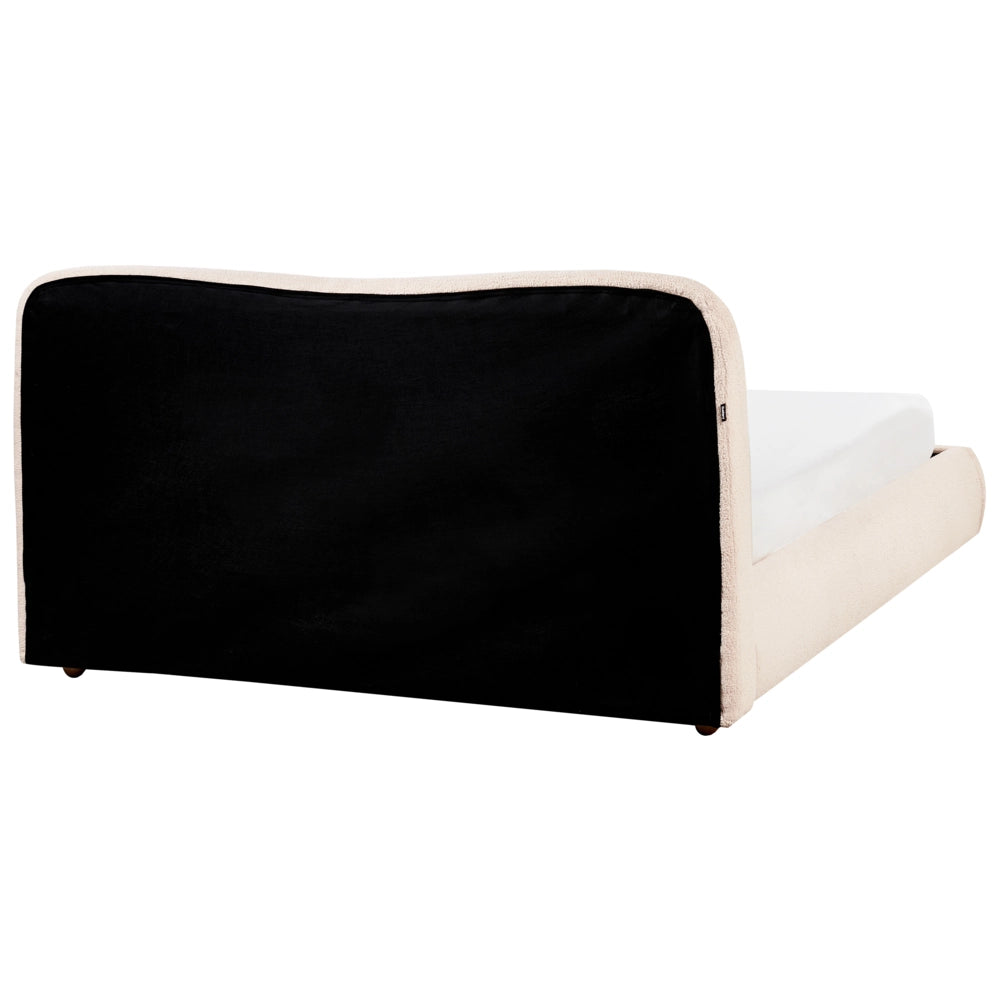 Letto contenitore Beige Chiaro Boucle Poliestere Tessuto 160 x 200 cm Design moderno e minimalista