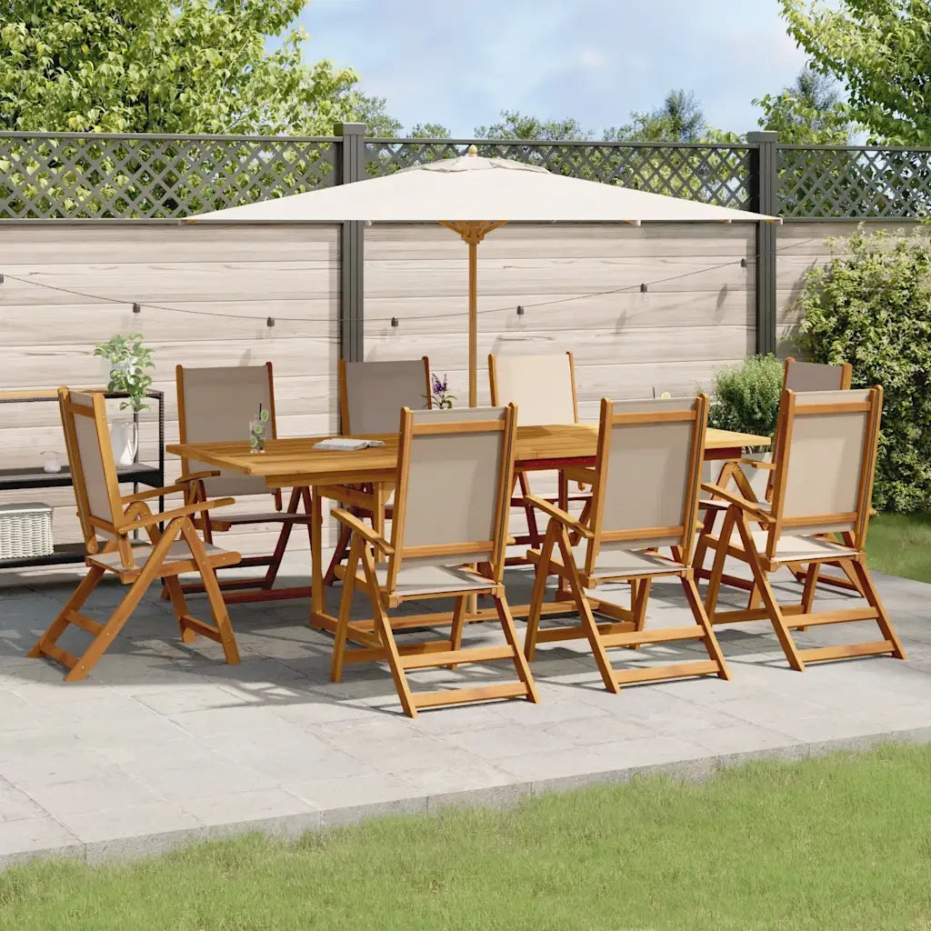 Set Pranzo da Giardino 9pz Legno Massello di Acacia e Textilene 3279321