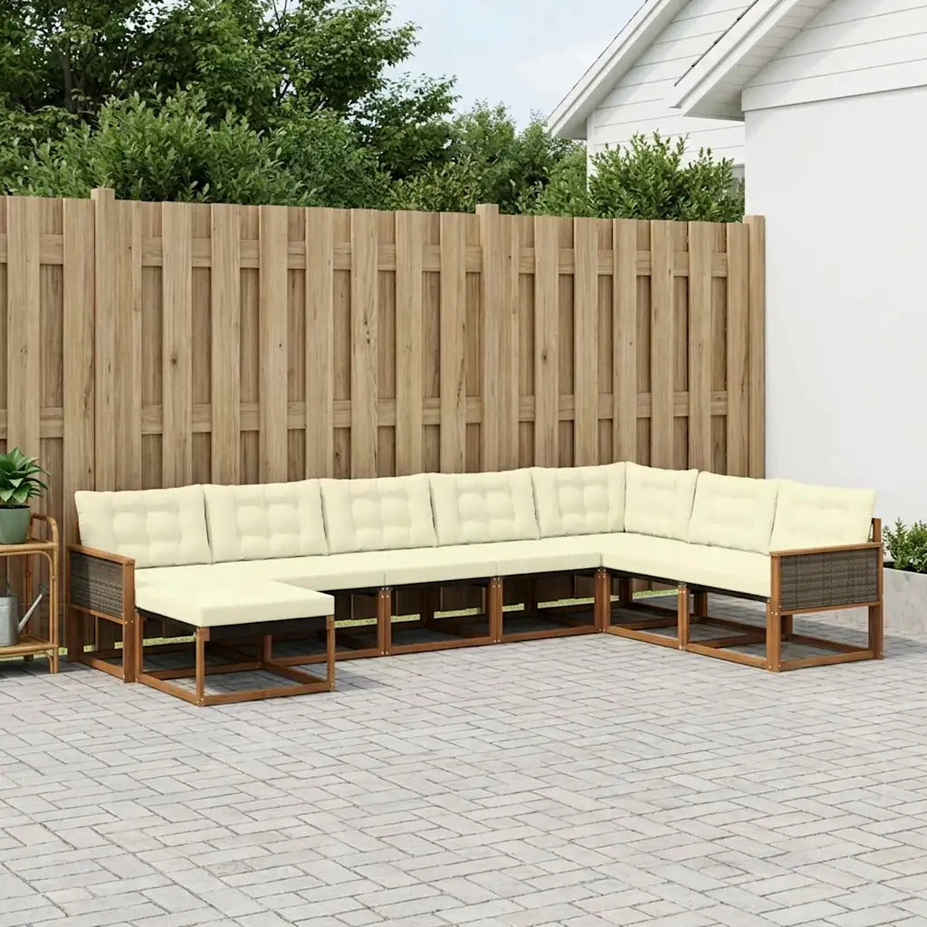 Set di divani da esterno con cuscino 8 pcs Naturale e Crema