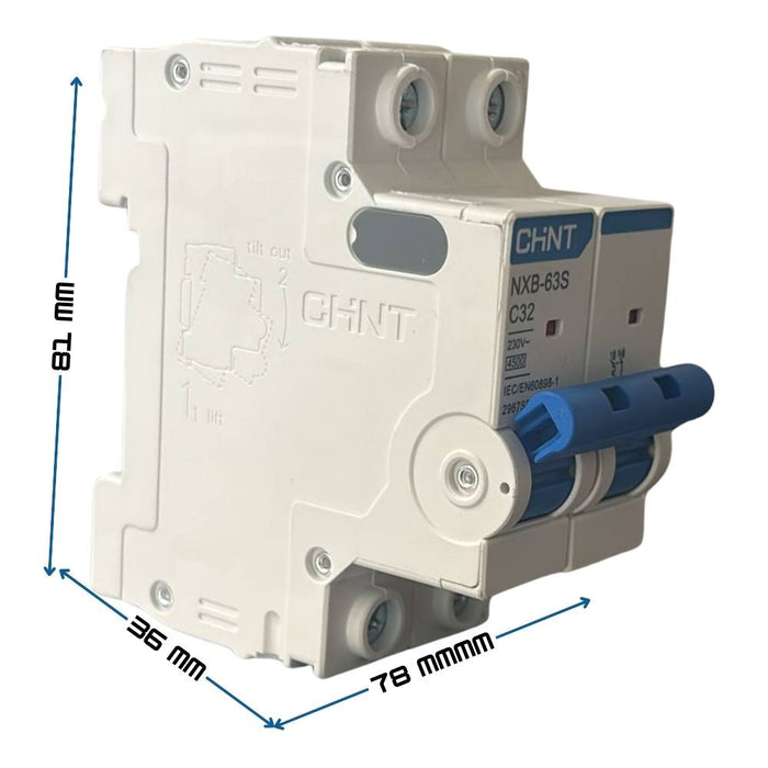 Chint 296752 interruttore magnetotermico serie nxb-63s c32 1p+n 4,5ka