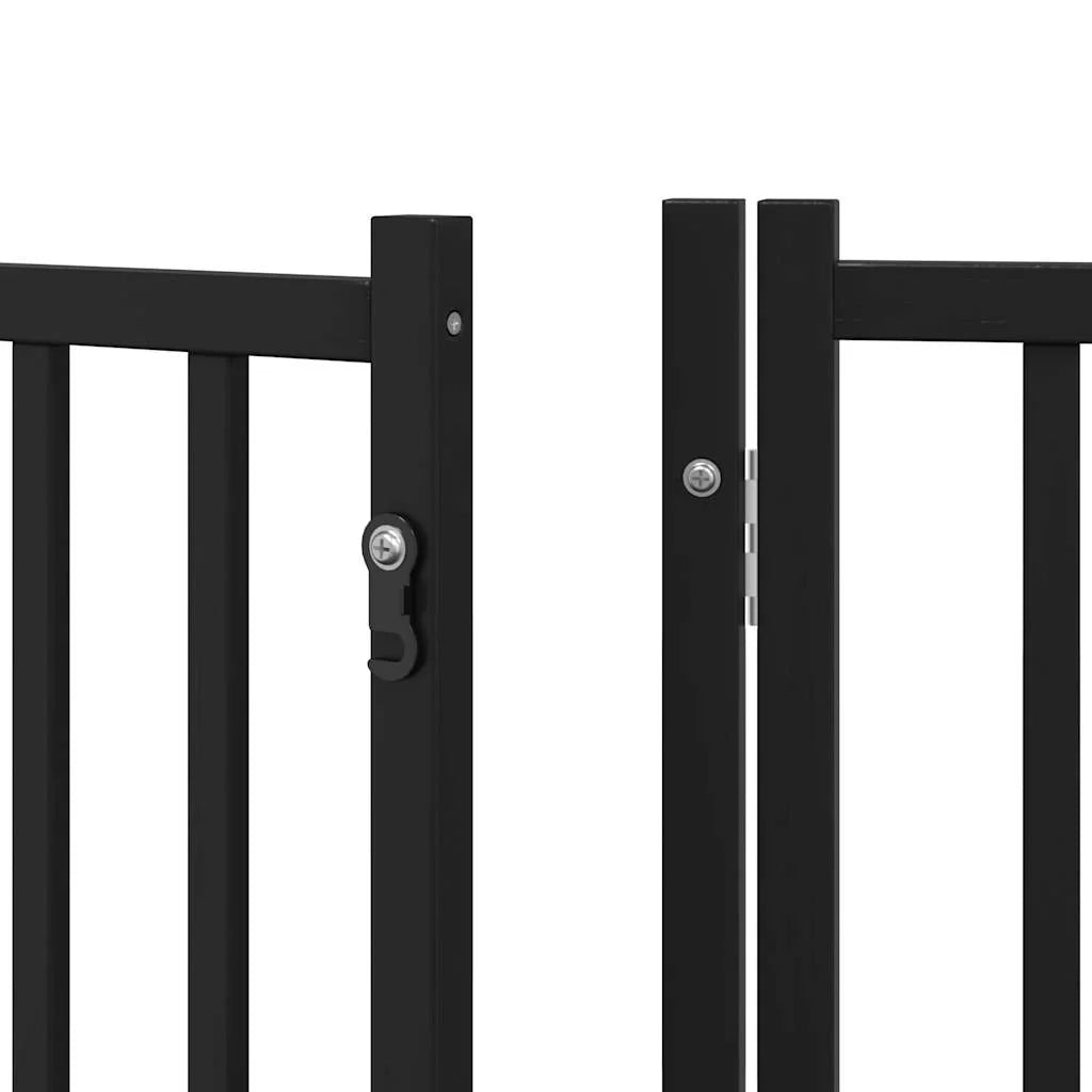 Cancelletto di sicurezza per animali domestici porta pieghevole 6 pannelli legno di pioppo nero 02_0023226