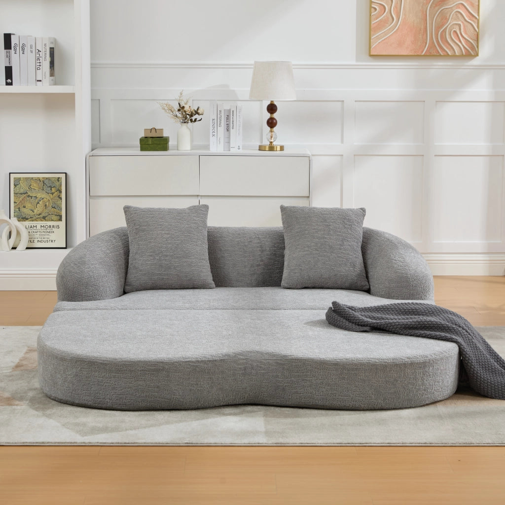 DIVANO LETTO 2 posti pieghevole 157x84x65 cm ciniglia grigio chiaro