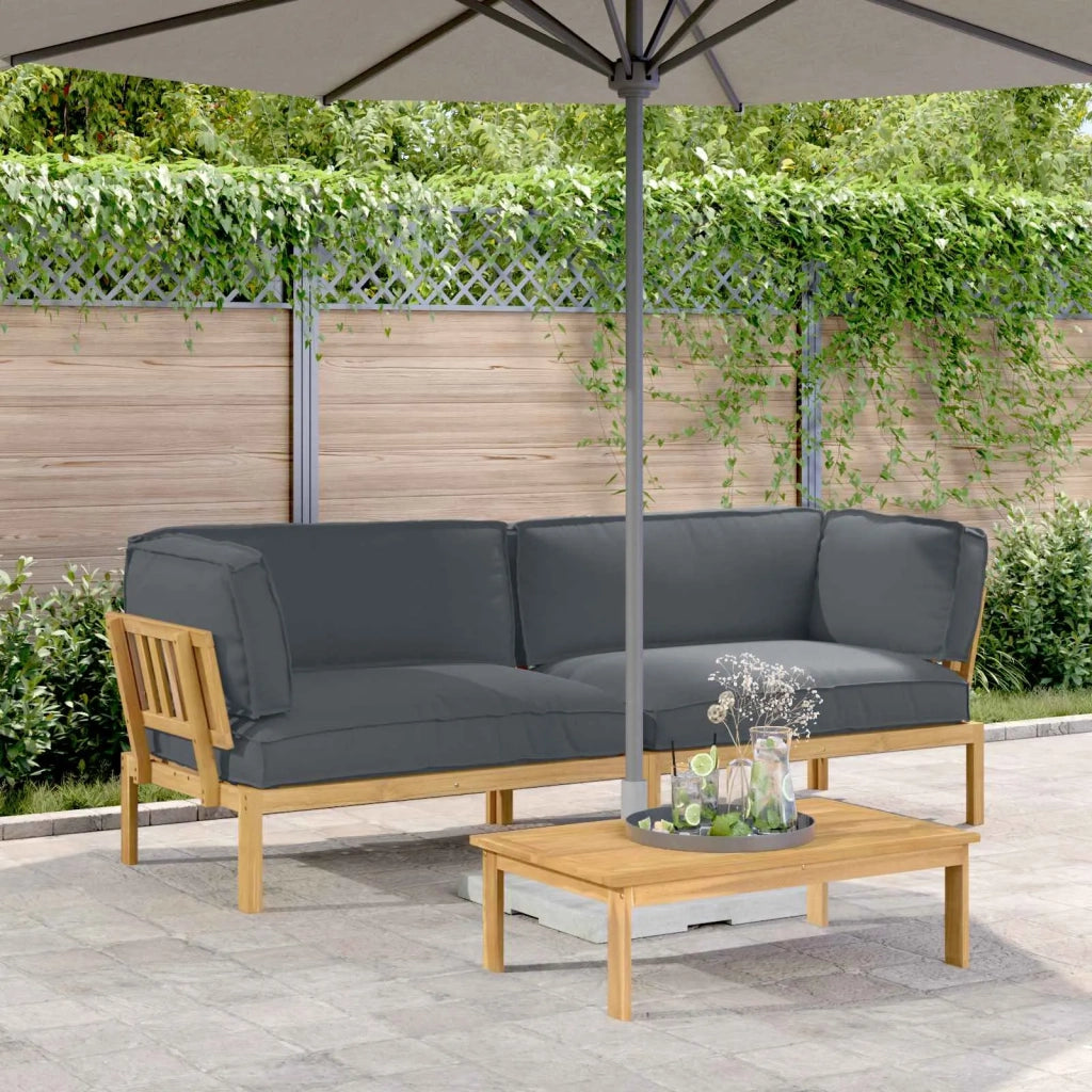 Set di divani 2 pcs Antracite Legno di Acacia Massello