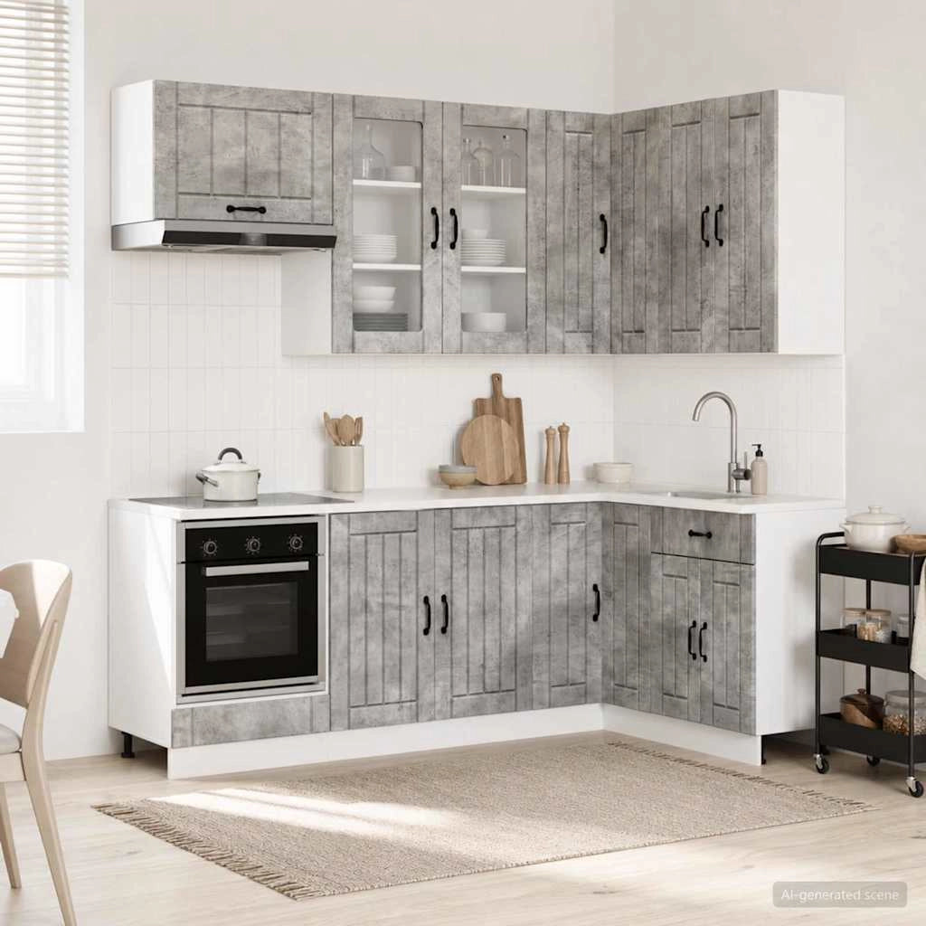 Unità Cucina LUCCA 8 pz Grigio Cemento Legno ingegnerizzato 3438470