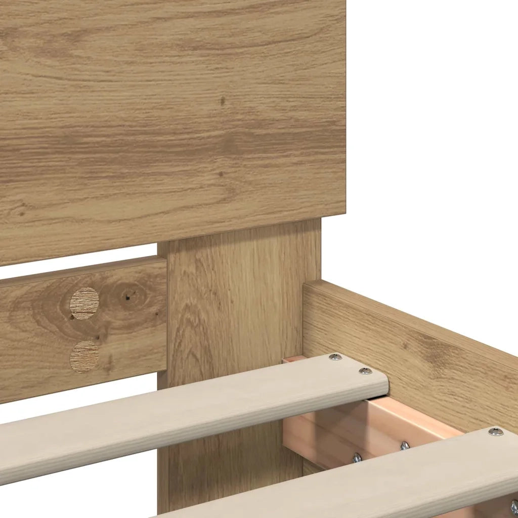 Struttura del letto con testiera Rovere artigianale 75 x 190 cm 885842