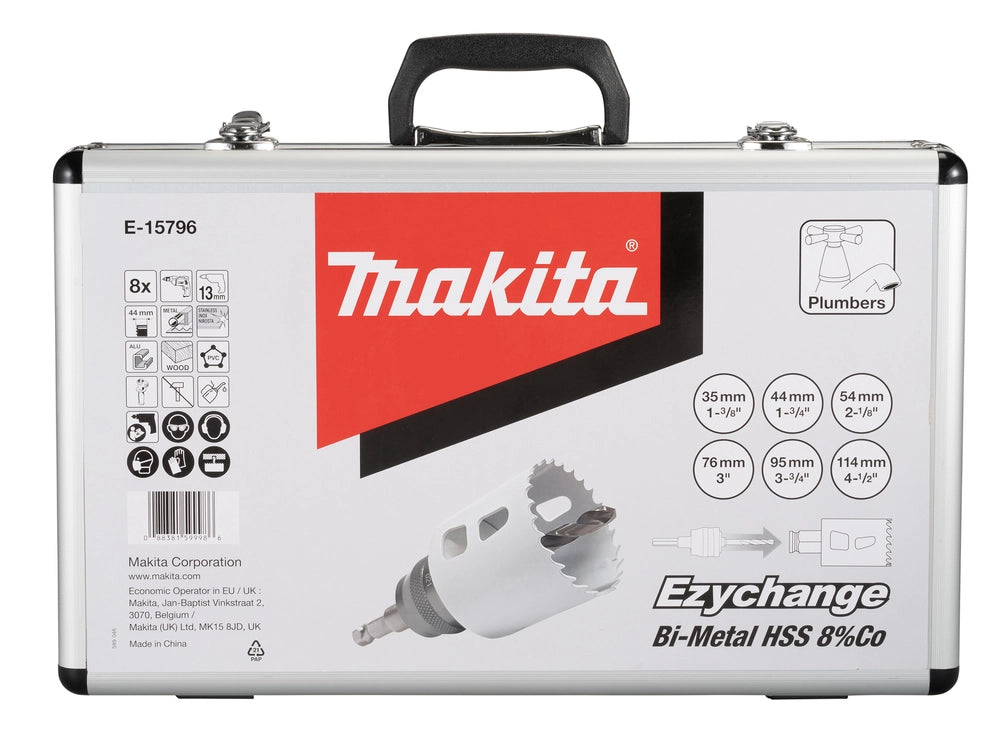 Makita E-15796 – Kit set seghe a tazza BiM HSS EZYCHANGE 35–114 mm (8 pezzi)