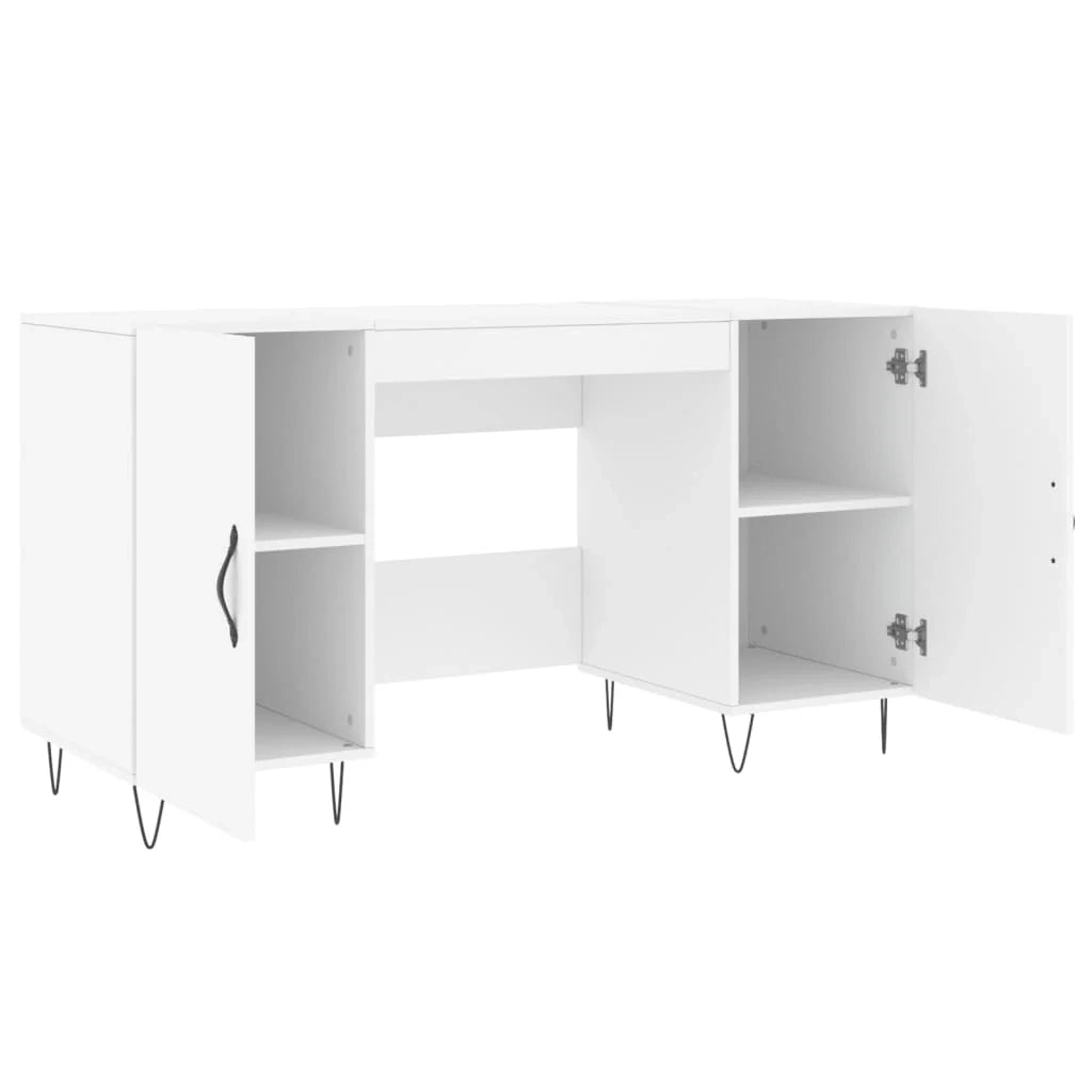 Scrivania tavolo postazione di lavoro mobile per computer studio 140 x 50 x 75 cm legno ingegnerizzato bianco 02_0023518