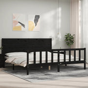 Giroletto con Testiera Nero 200x200 cm in Legno Massellocod mxl 100927