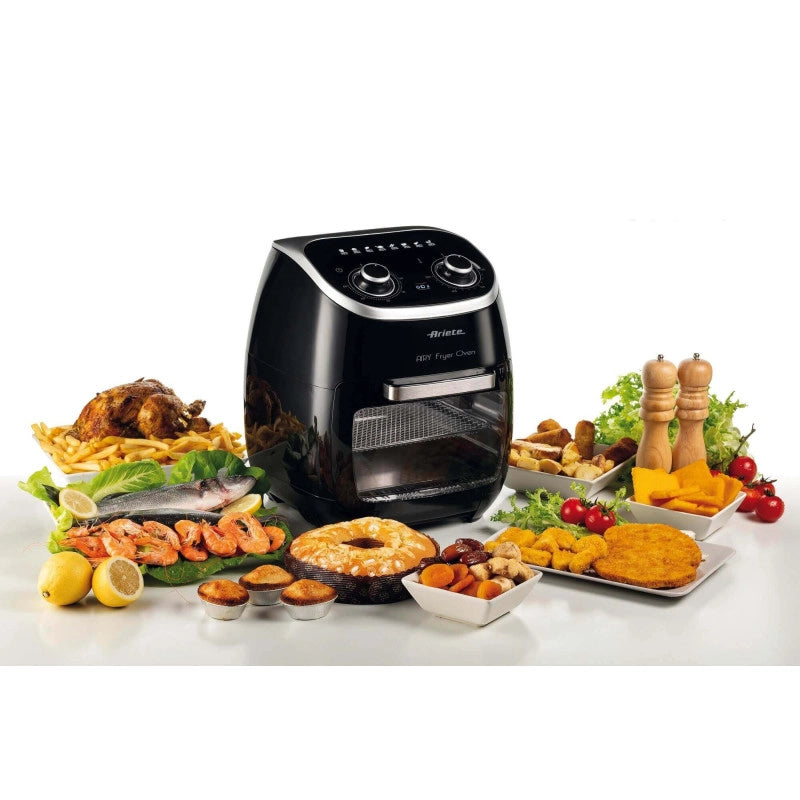 Friggitrice ad Aria e Forno con Girarrosto - 2000 Watt - 11 Litri - Nero