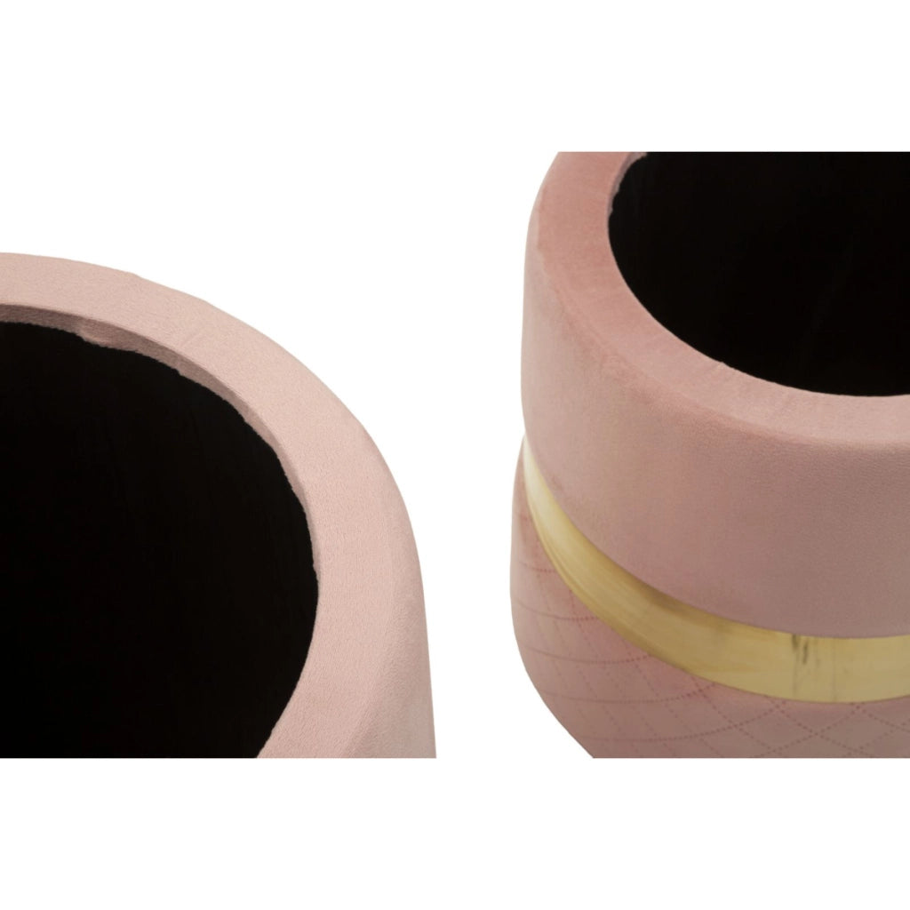 Set di 2 Pouf VKH869, Rosa, Poliestere, 37x37x42 cm