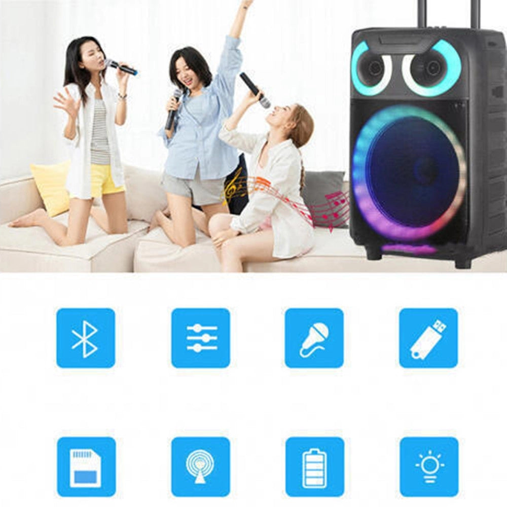 Trade Shop - Altoparlante Bluetooth Karaoke Con Microfono Telecomando Effetti Di Luce Led Rgb Q-yx8000 -
