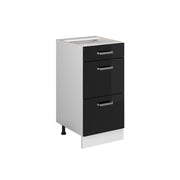 Vicco Mobiletto base per cucina Nero lucido 40 cm con cassetti, senza piano di lavoro