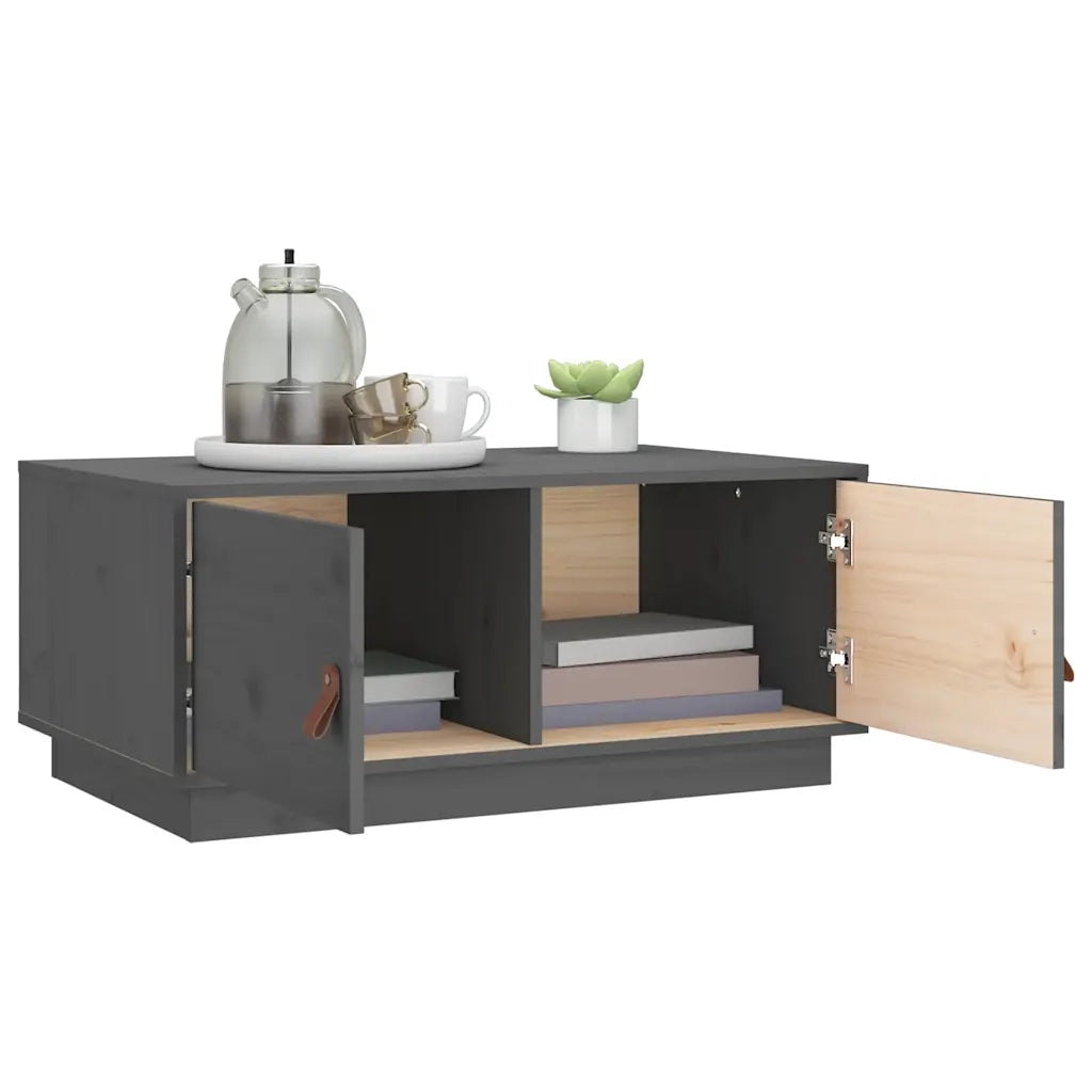 Tavolino da Salotto Grigio 80x50x35cm in Legno Massello di Pino 818252