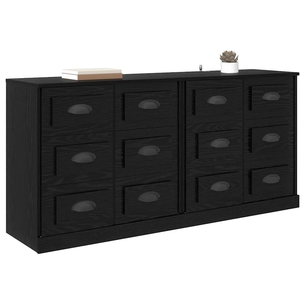 Credenza | Sideboards con cassetto 2 pcs Rovere Nero 70 x 35,5 x 67,5 cm