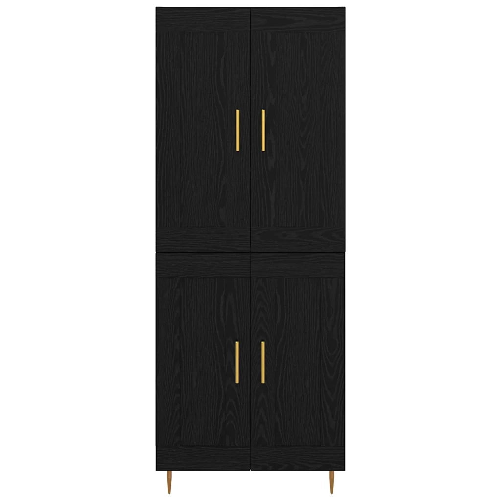 Credenza | Madia | Buffet da pranzo | Armadio da pranzo Rovere Nero 69,5 x 34 x 180 cm Legno multistrato