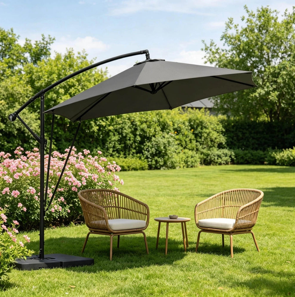 Ombrellone da giardino a sbalzo 310x310 cm grigio scuro