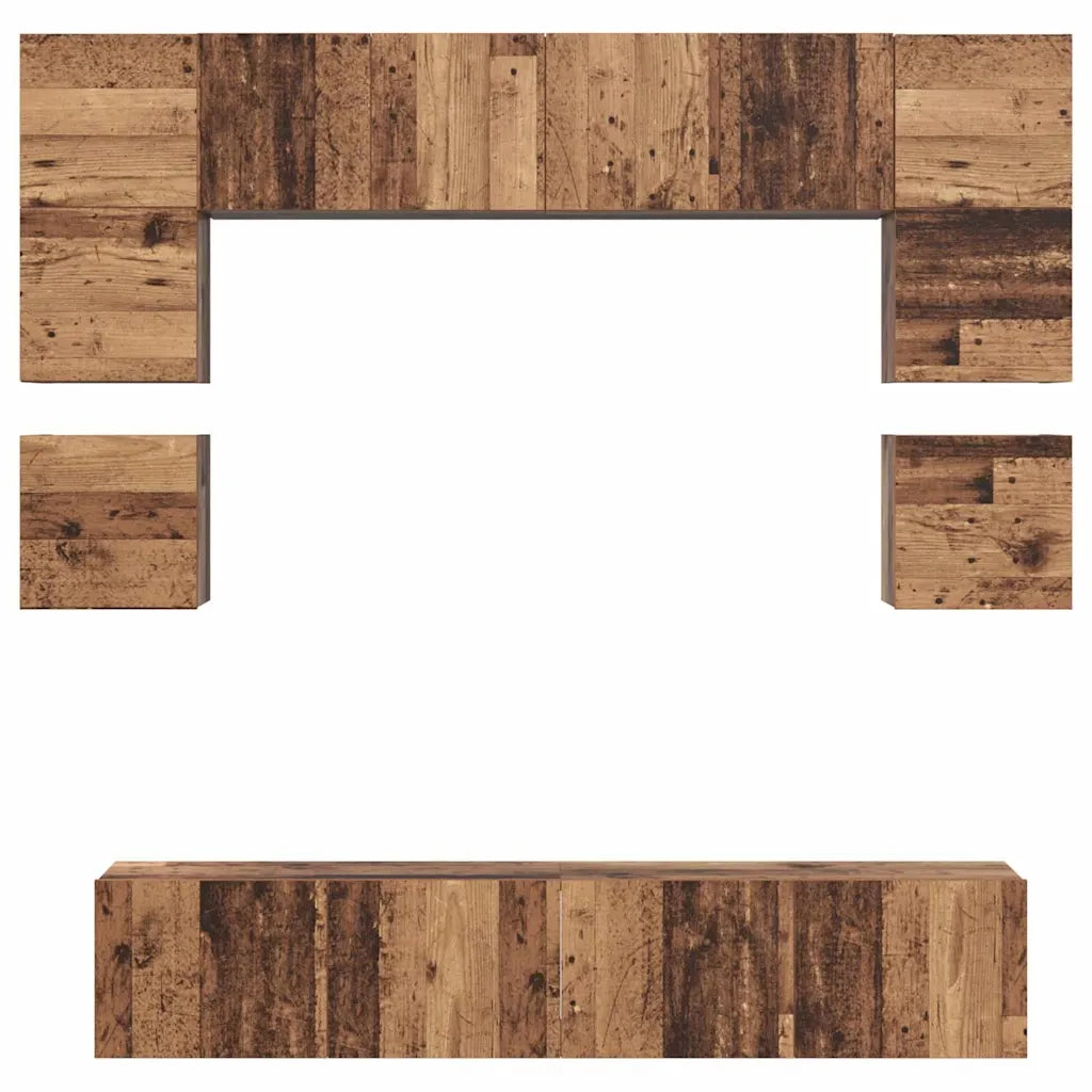 Set mobile TV 8 pz-Set di 8 Credenza per TV Legno vecchio Legno multistrato 181177