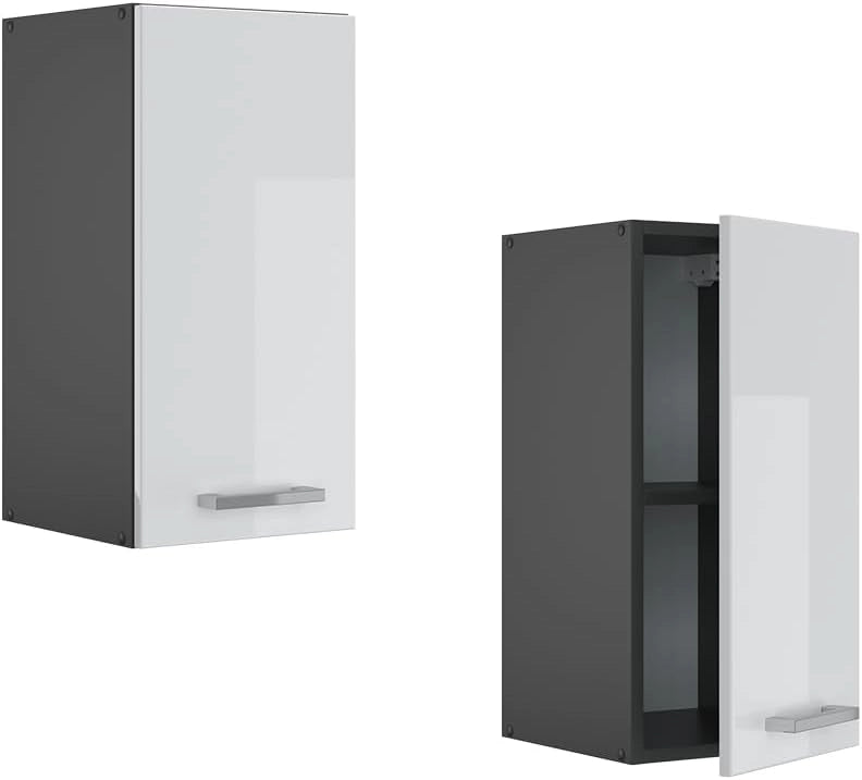 Pensile da cucina R-Line, Bianco lucido, 30 cm, per la libera combinazione all'interno di sistemi cucina modulari