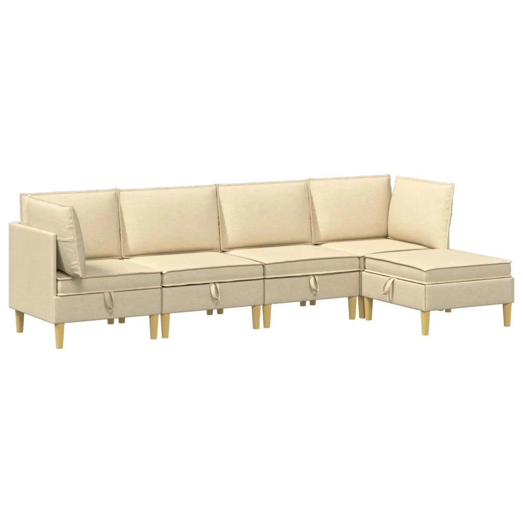 Set di divani modulari con spazio di archiviazione 5 pcs Crema