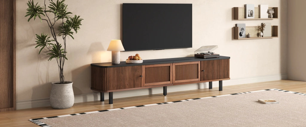MOBILE TV 190x35x45 cm Noce con ante scorrevoli e anta a griglia