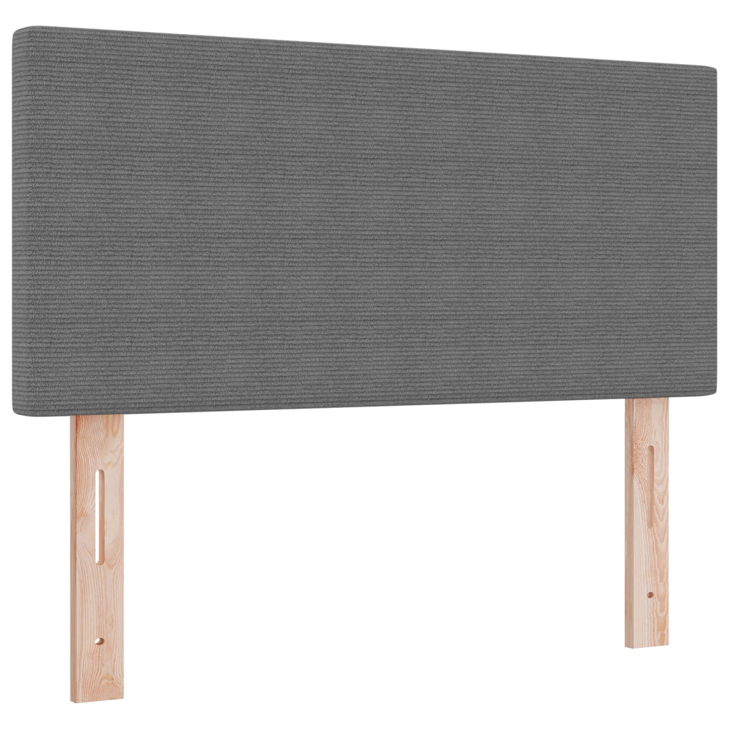Letto con Rete a Molle con Materasso e Luce LED Grigio 80x200 cm Tessuto in Corduroy