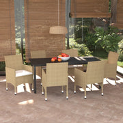 Set da Pranzo da Giardino 7 pz con Cuscini in Polyrattan Beige 3094989