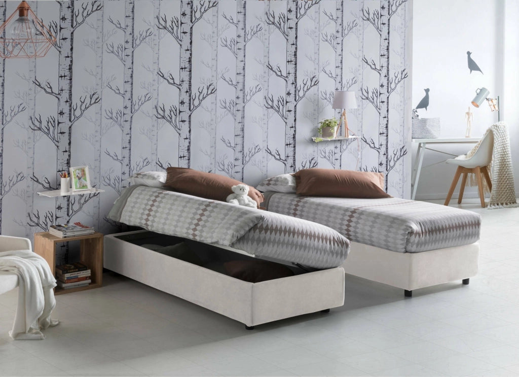 Aftis, Letto Piazza e Mezza Materasso Incluso Made in Italy, Bianco