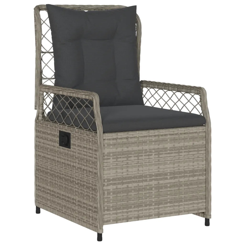 Set Pranzo da Giardino 5pz con Cuscini Grigio Chiaro Polyrattan 3263035