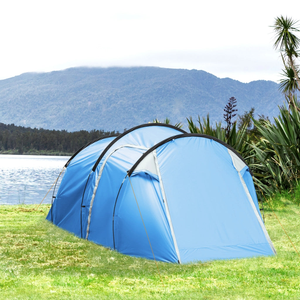 Tenda da campeggio 3 posti con veranda ¨C zephmum ¨C blu chiaro 426x206x154 cm