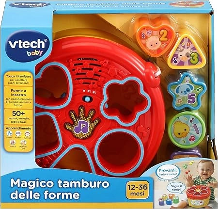 VTech Il Magico Tamburo delle Forme, Tamburo Musicale per Bambini, Giocattolo con 5 Forme, Strumento Musicale Interattiv